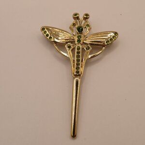 Agatha Gold Tone Rhinestone Dragonfly Brooch